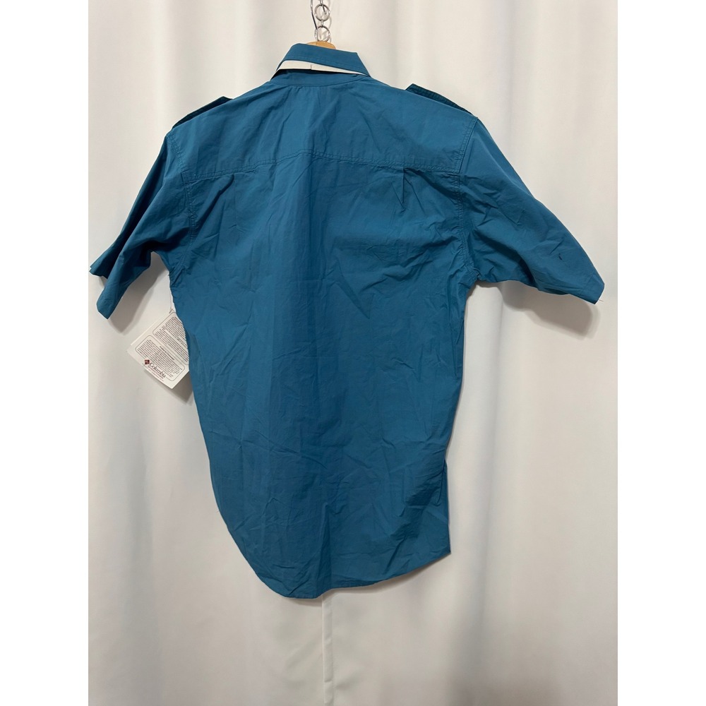 Columbia Sportswear Men's Short Sleeve Safari Shirt Teal Embroidered Duck Size L - Picture 7 of 10